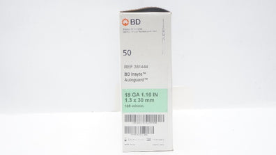 BD 381444 BD Insyte Autoguard Shielded IV Cath. 18Ga x 1.16inch (x) - Box of 50